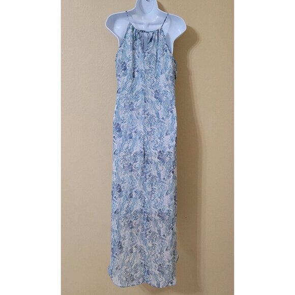 Old Navy Maxi Dress Sleeveless Tie-Front Lightweight Summer Tropical Size M - Picture 3 of 10